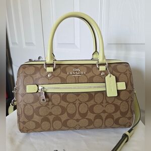 Coach Signature Satchel Khaki Pale Lime Crossbody Bag